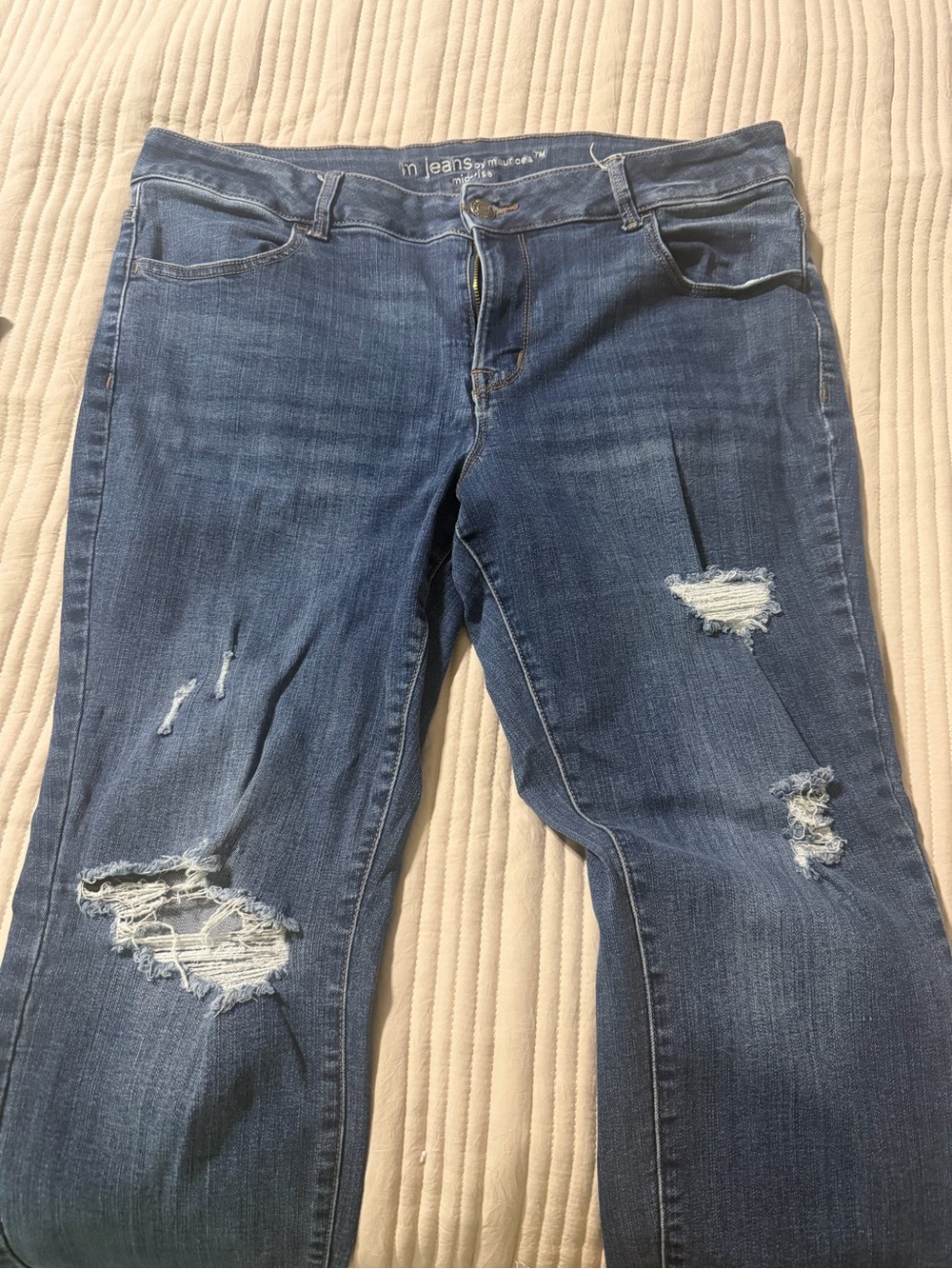 Maurices Distressed Dark Blue Boyfriend Jeans